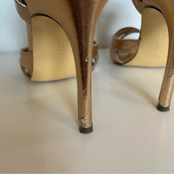 Gold Tevolio Heels, size 8.5, Ankle Strap, 2.75” heel - Picture 4 of 11